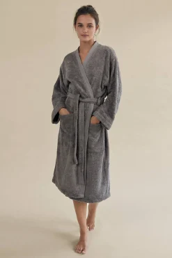 Textura Albornoz rizo algodón bambú unisex gris Clearance