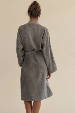 Textura Albornoz rizo algodón bambú unisex gris Clearance