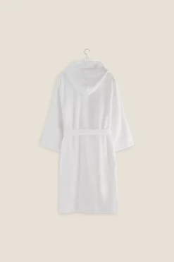 Textura Albornoz rizo algodón capucha unisex blanco New