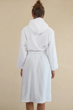 Textura Albornoz rizo algodón capucha unisex blanco New