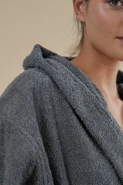 Textura Albornoz rizo algodón capucha unisex gris Best