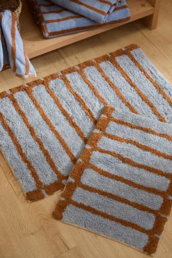 Calma House Alfombra de baño a rayas es Saturno azul Sale