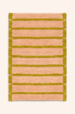 Calma House Alfombra de baño a rayas s Saturno rosa