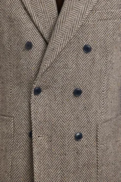 Selected Americana cruzada de lana Beige Sale