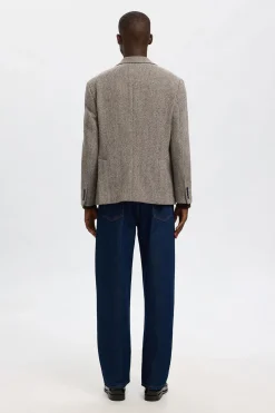 Selected Americana cruzada de lana Beige Sale