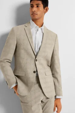 Selected Americana de cuadros Slim Fit confeccionada con materiales reciclados Beige Clearance