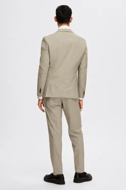 Selected Americana de cuadros Slim Fit confeccionada con materiales reciclados Beige Clearance