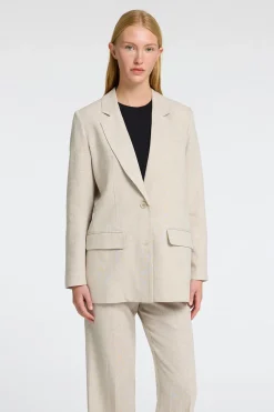 Selected Americana de lino Relaxed Fit Beige Discount