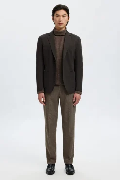 Selected Americana de vestir mezcla lana. Marr&oacute;n oscuro Clearance