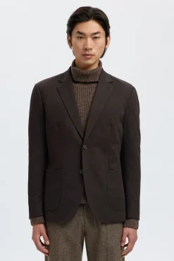 Selected Americana de vestir mezcla lana. Marr&oacute;n oscuro Clearance