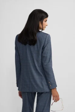 Silbon Americana detalles terciopelo cuadros Azul oscuro Clearance