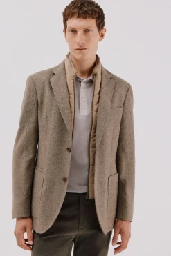 Cortefiel Americana lana con vistas desmontables Beige Clearance