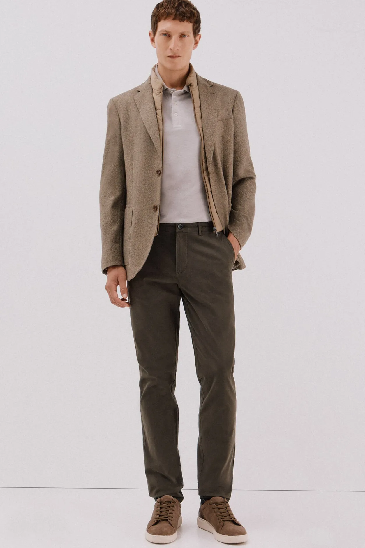 Cortefiel Americana lana con vistas desmontables Beige Clearance