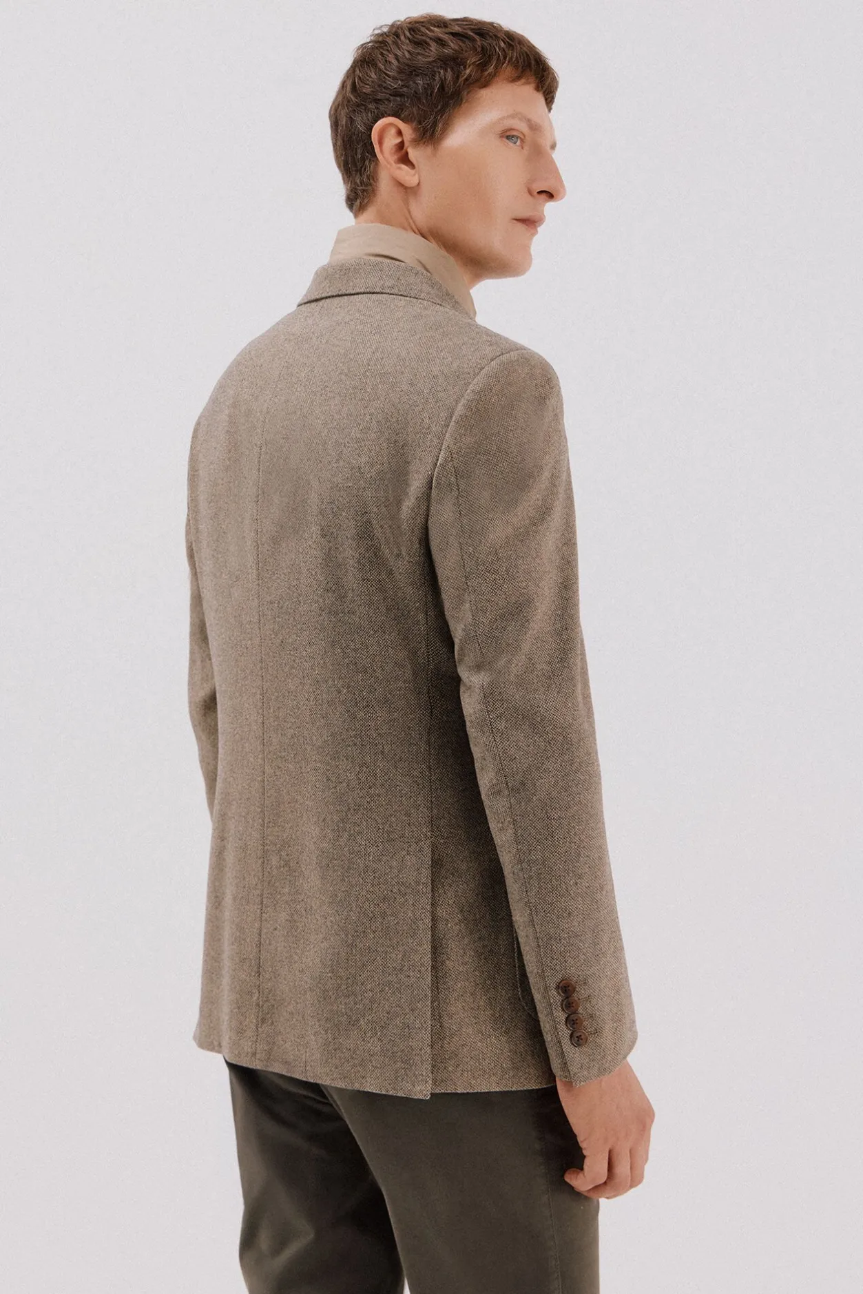 Cortefiel Americana lana con vistas desmontables Beige Clearance