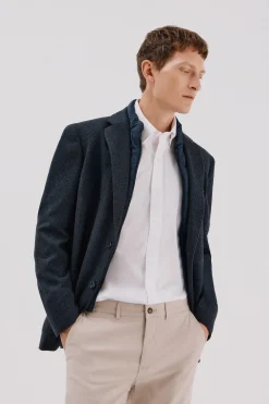 Cortefiel Americana lana con vistas desmontables Azul marino Online