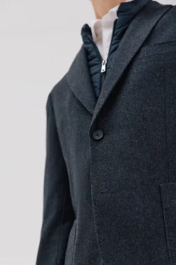 Cortefiel Americana lana con vistas desmontables Azul marino Online