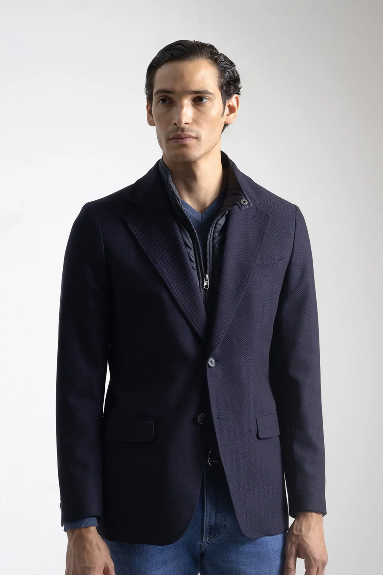 PuroEGO Americana slim cuello desmontable Azul marino Best