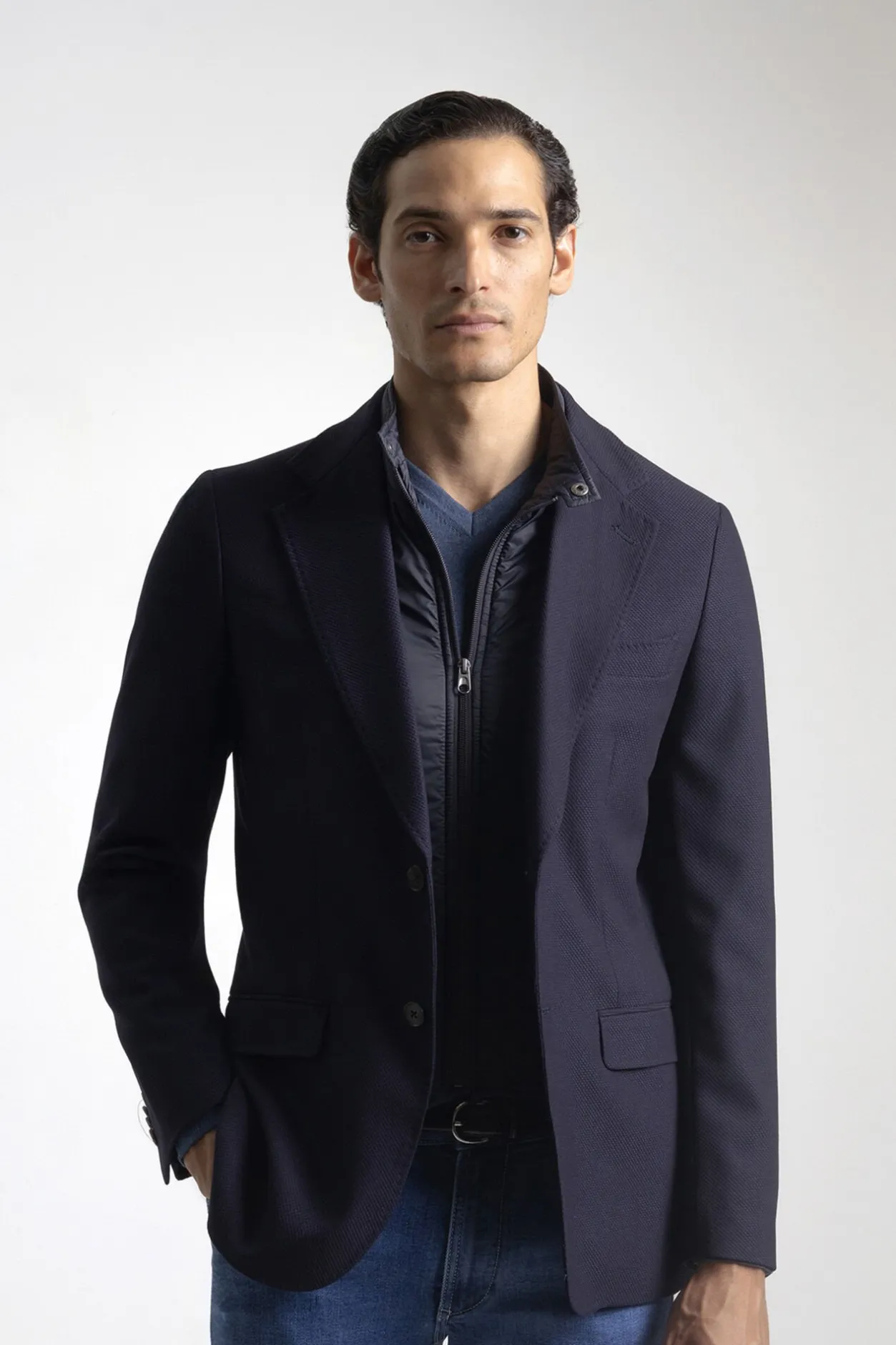 PuroEGO Americana slim cuello desmontable Azul marino Best