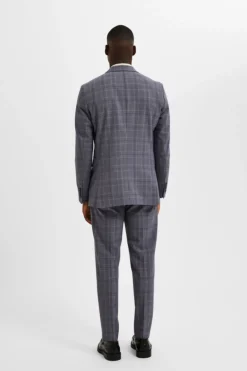 Selected Americana Slim Fit de cuadros con bolsillos Gris New