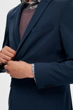 Selected Americana Slim Fit estilo punto confeccionada con Lenzing Ecovero Azul marino Online