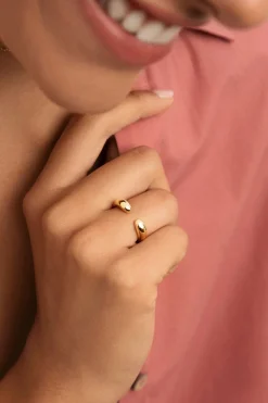 Singularu Anillo Doble Gota Acero Baño Oro amarillo Sale