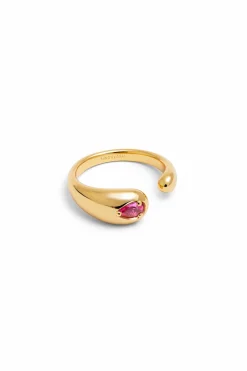 Singularu Anillo Doble Gota Pink Baño Oro amarillo Best