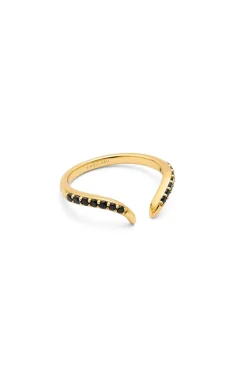 Singularu Anillo Peak Scarlett Black Plata Baño Oro amarillo New