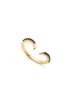 Singularu Anillo Peak Scarlett Black Plata Baño Oro amarillo New