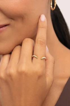 Singularu Anillo Peak Scarlett Spark Plata Baño Oro amarillo Outlet