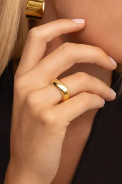 Singularu Anillo Tina Acero Baño Oro 12 amarillo Sale