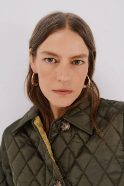 Cortefiel Anorak acolchado botones Kaki Hot