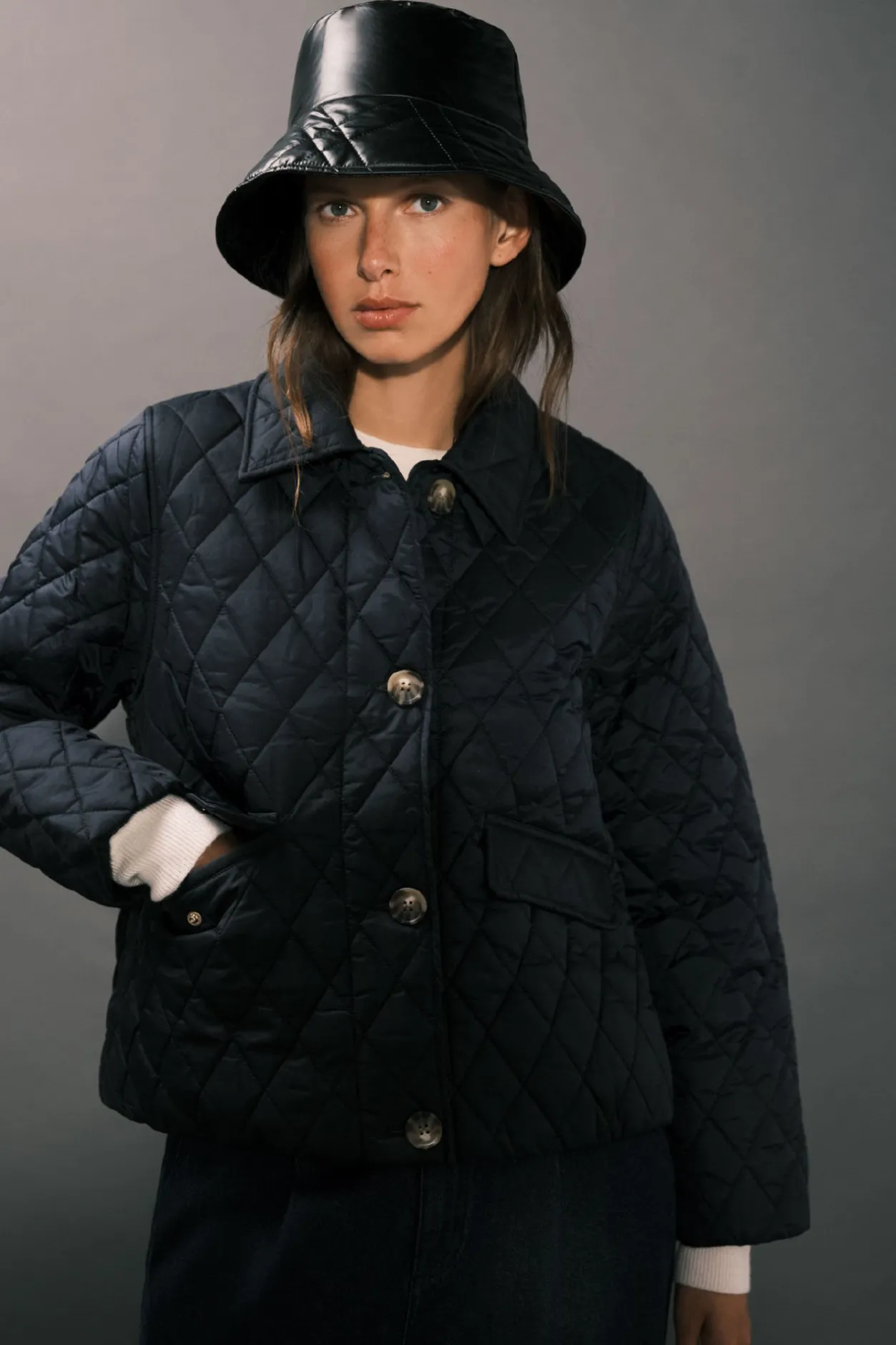 Cortefiel Anorak acolchado botones Azul marino Hot