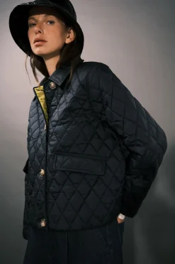 Cortefiel Anorak acolchado botones Azul marino Hot