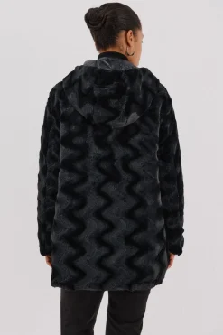 Cortefiel Anorak acolchado reversible efecto pelo Negro Discount