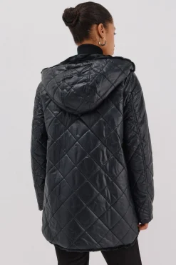 Cortefiel Anorak acolchado reversible efecto pelo Negro Discount