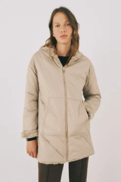 Cortefiel Anorak acolchado reversible efecto pelo Beige Online