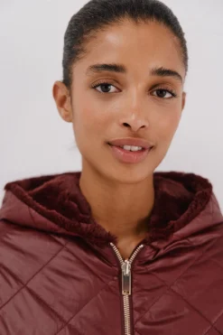 Cortefiel Anorak acolchado reversible efecto pelo Vino Discount