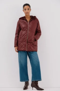 Cortefiel Anorak acolchado reversible efecto pelo Vino Discount