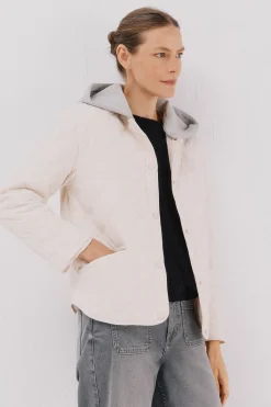 Cortefiel Anorak corto capucha sudadera Marfil Hot