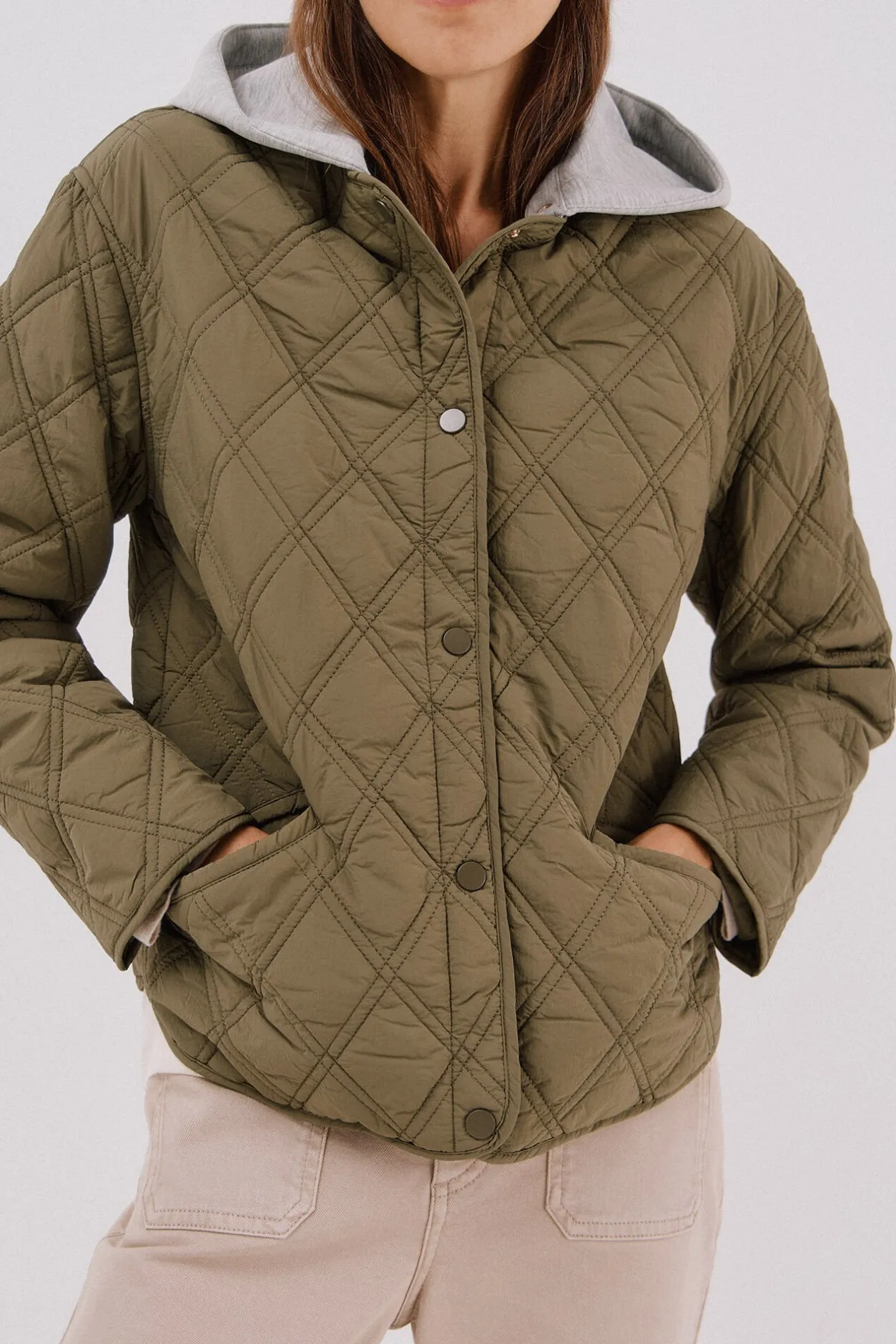 Cortefiel Anorak corto capucha sudadera Kaki Online