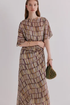 Hoss Intropia Aurora. Vestido estampado Beige Outlet