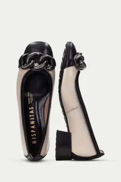 Hispanitas Bailarina punta cuadrada adorno cadena OPORTO Negro Discount