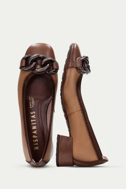 Hispanitas Bailarina punta cuadrada adorno cadena OPORTO Camel Hot