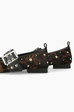 Lodi Bailarinas en piel con tachas Estampado marr&oacute;n Sale