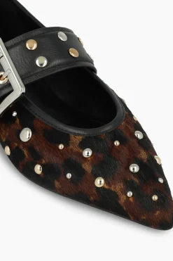 Lodi Bailarinas en piel con tachas Estampado marr&oacute;n Sale