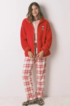 Women'secret Bata corta borreguito bordado Snoopy rojo Discount