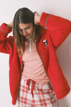 Women'secret Bata corta borreguito bordado Snoopy rojo Discount