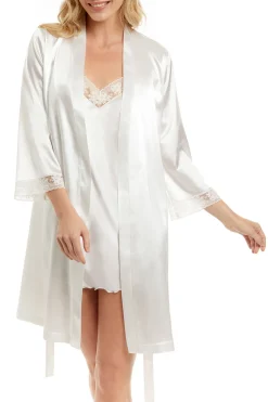 Ivette Bridal Bata corta satén sabela marfil Best