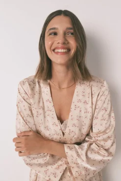 Women'secret Bata holgada midi satén flor rosa Best