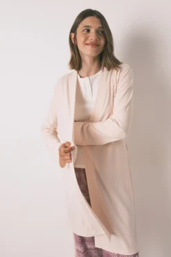 Women'secret Bata larga canalé rosa Sale